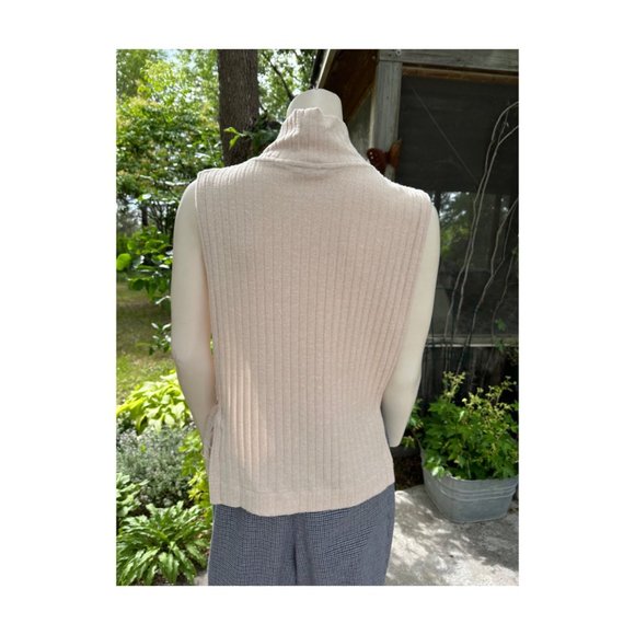 EDC Esprit Knit Tunic Smock Top Shirt Neutral Ivory Turtleneck Open Sides Tie Cl - Picture 6 of 14